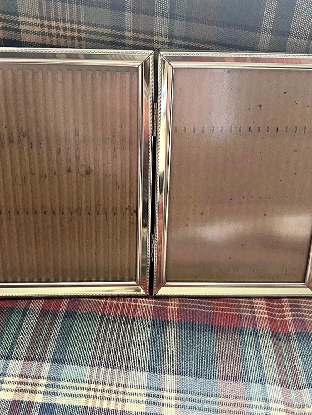Hinged Double Picture Frame Gold & Black